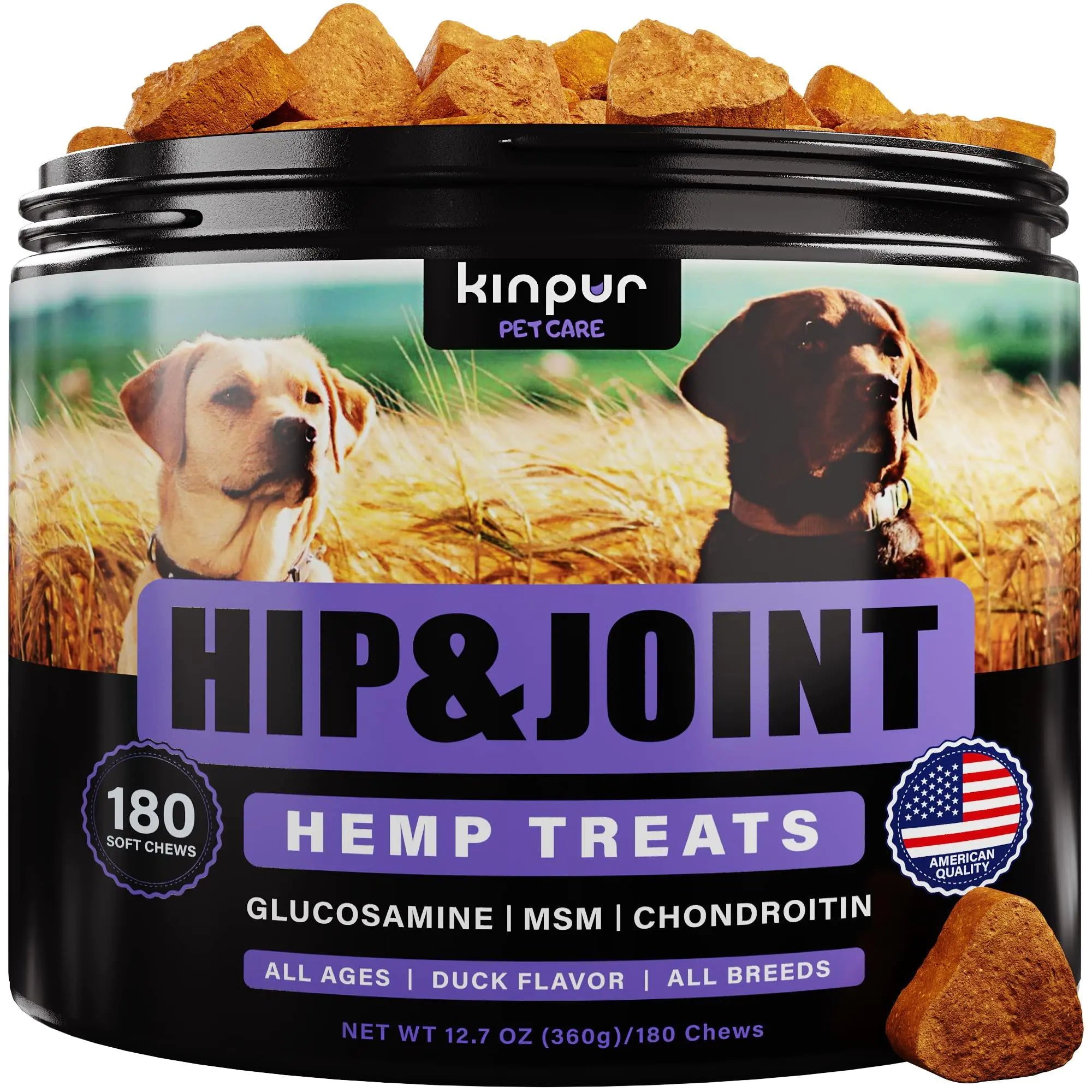 Glucosamine for Joints, Dog Supplement with Chondroitin Msm Hemp 180 Treats