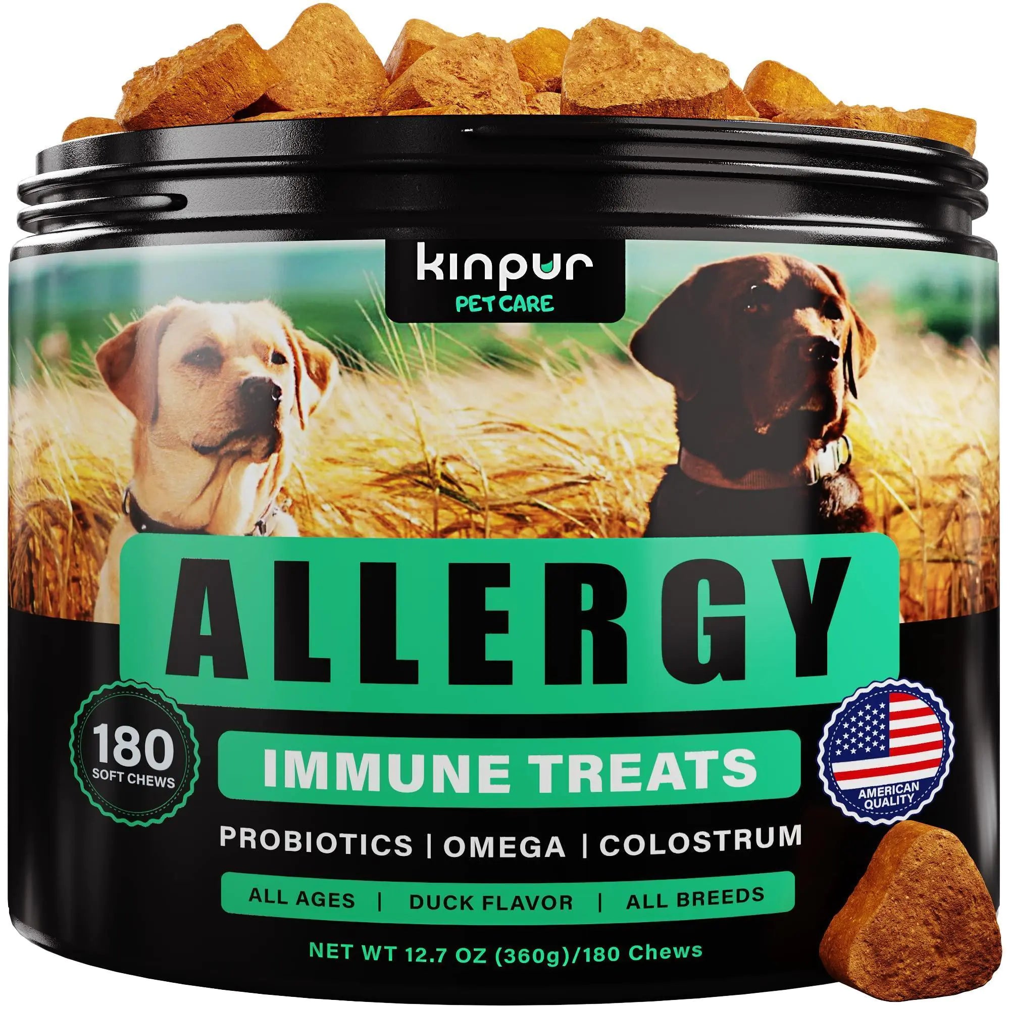Natural Dog Allergy Chews with Omega Probiotics with Apple Cider Vinegar 180 Chews