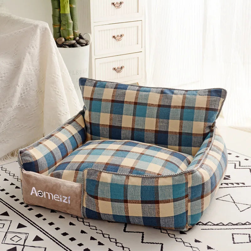 Plaid Soft Pet Sleeping Bed (Zooky-Pets)