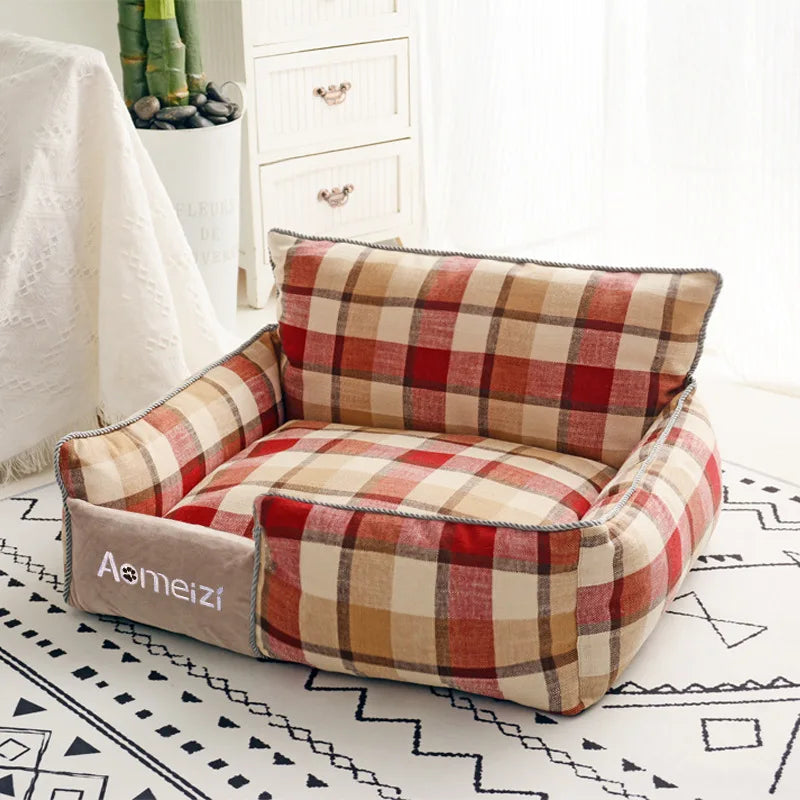 Plaid Soft Pet Sleeping Bed (Zooky-Pets)