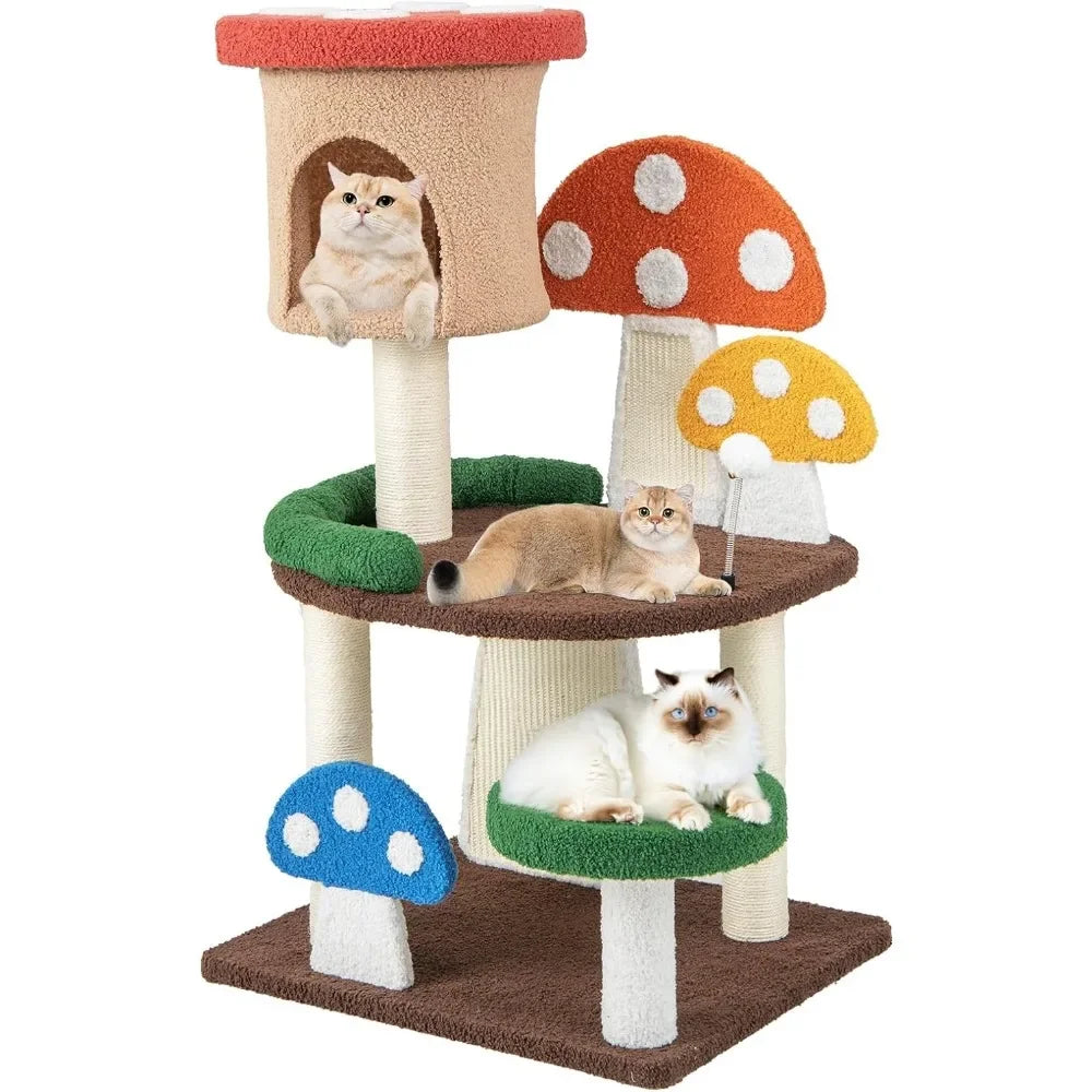 Mushroom Cat Tree Tower (3 Sizes at Zooky-Pets)