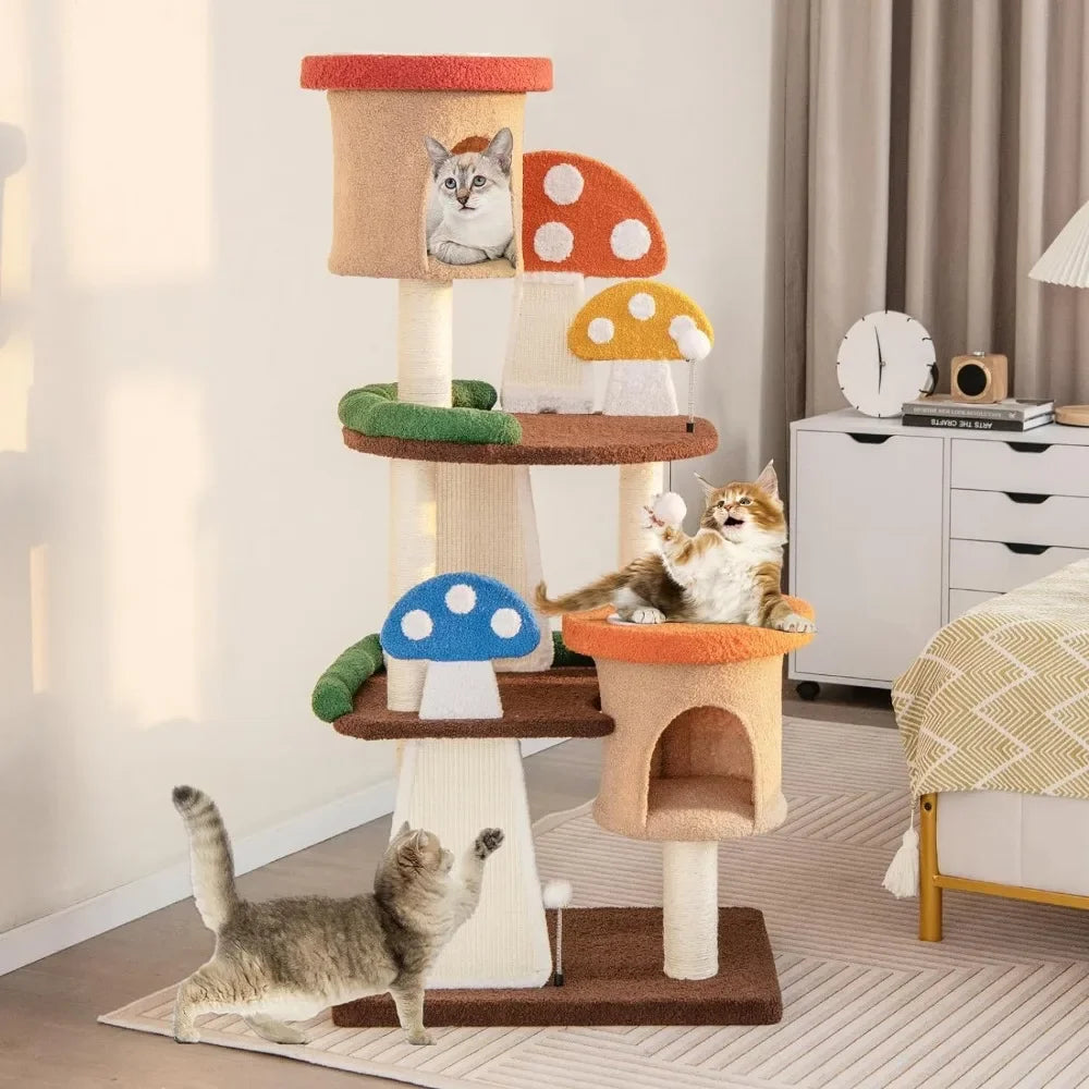 Mushroom Cat Tree Tower (3 Sizes at Zooky-Pets)