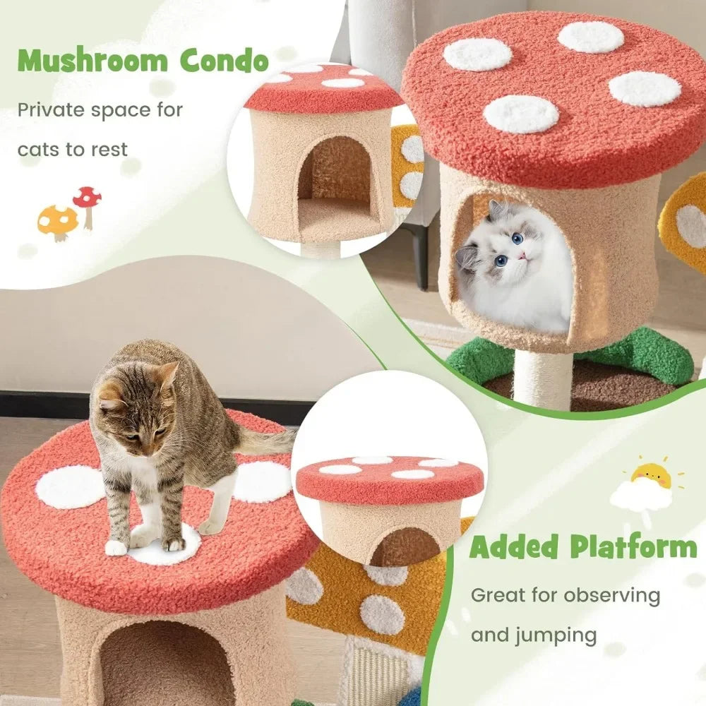 Mushroom Cat Tree Tower (3 Sizes at Zooky-Pets)