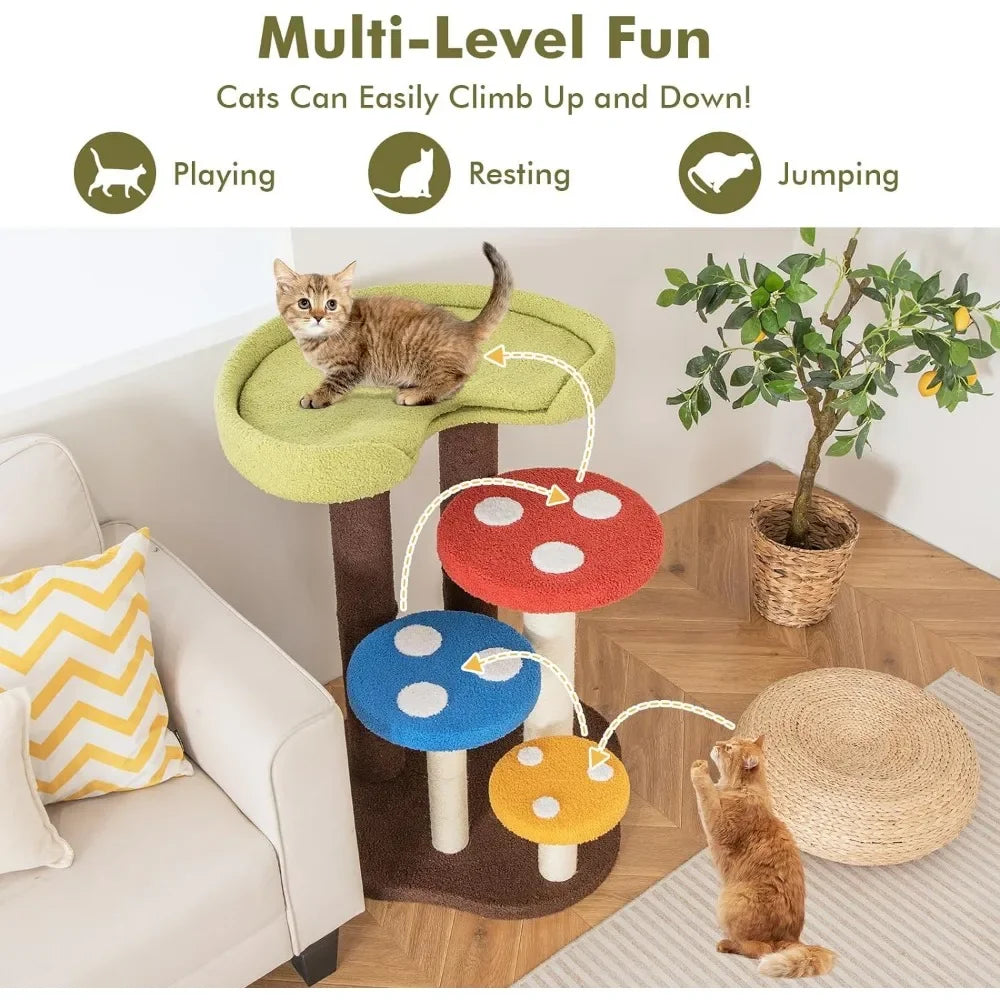Mushroom Cat Tree Tower (3 Sizes at Zooky-Pets)