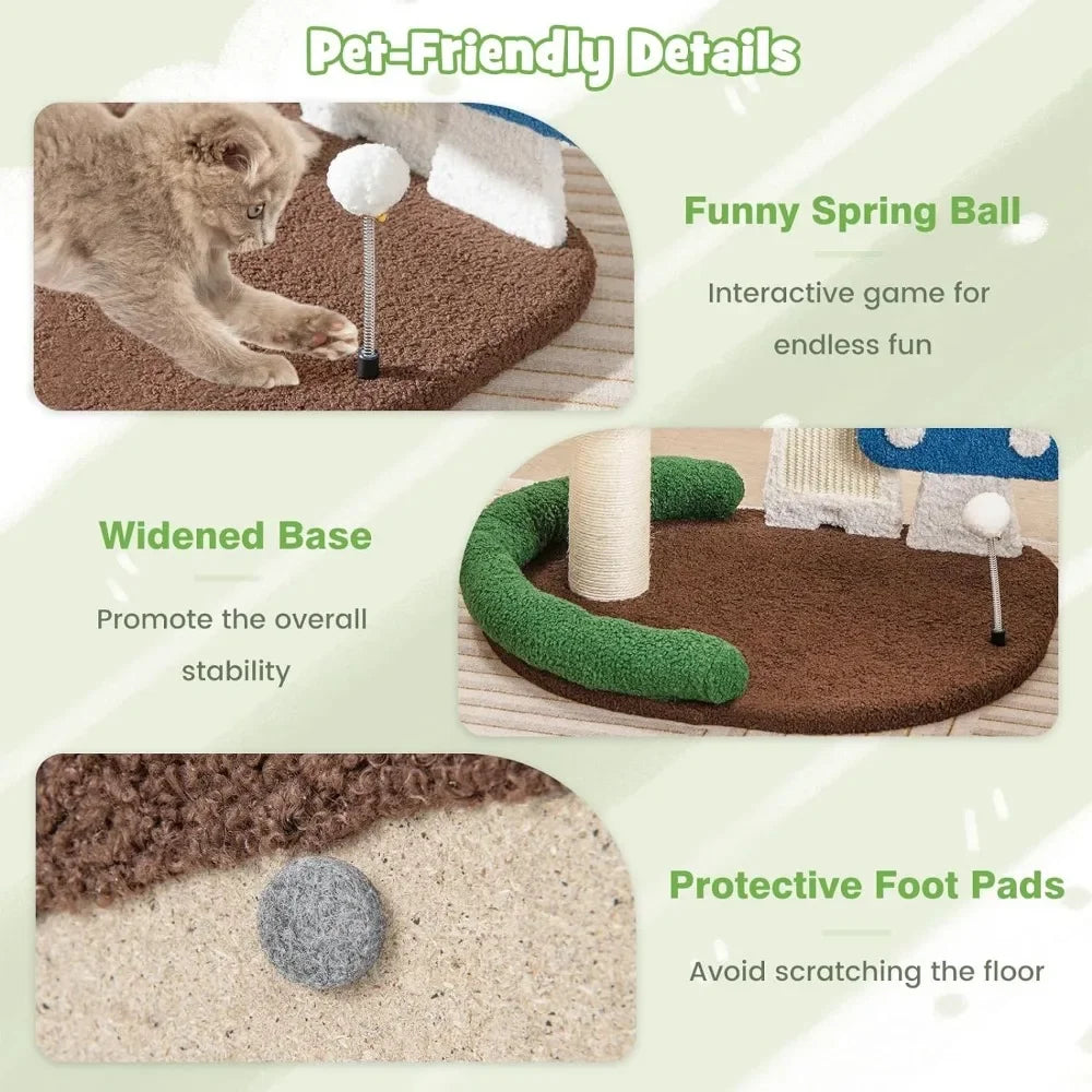 Mushroom Cat Tree Tower (3 Sizes at Zooky-Pets)