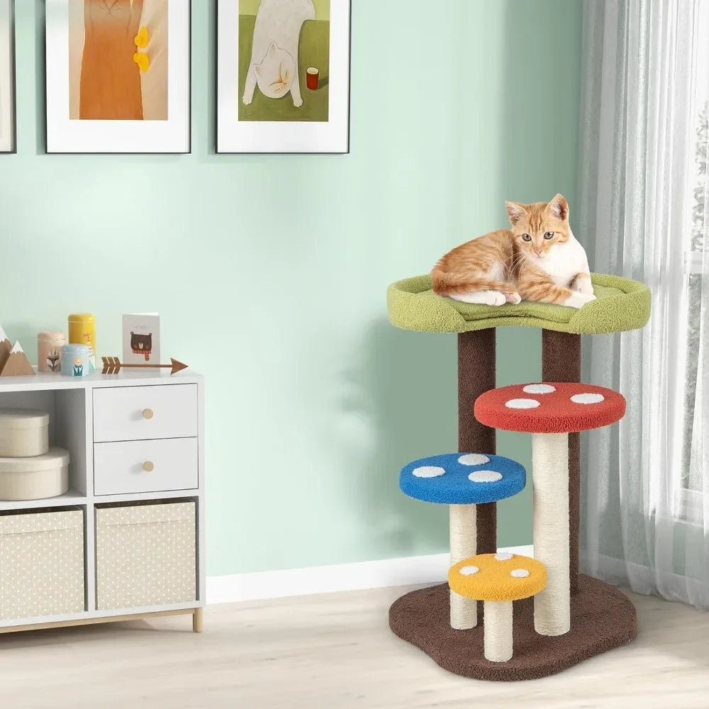 Mushroom Cat Tree Tower (3 Sizes at Zooky-Pets)