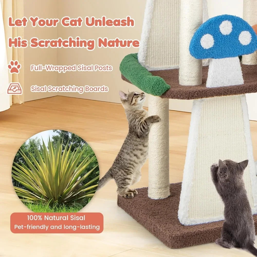 Mushroom Cat Tree Tower (3 Sizes at Zooky-Pets)