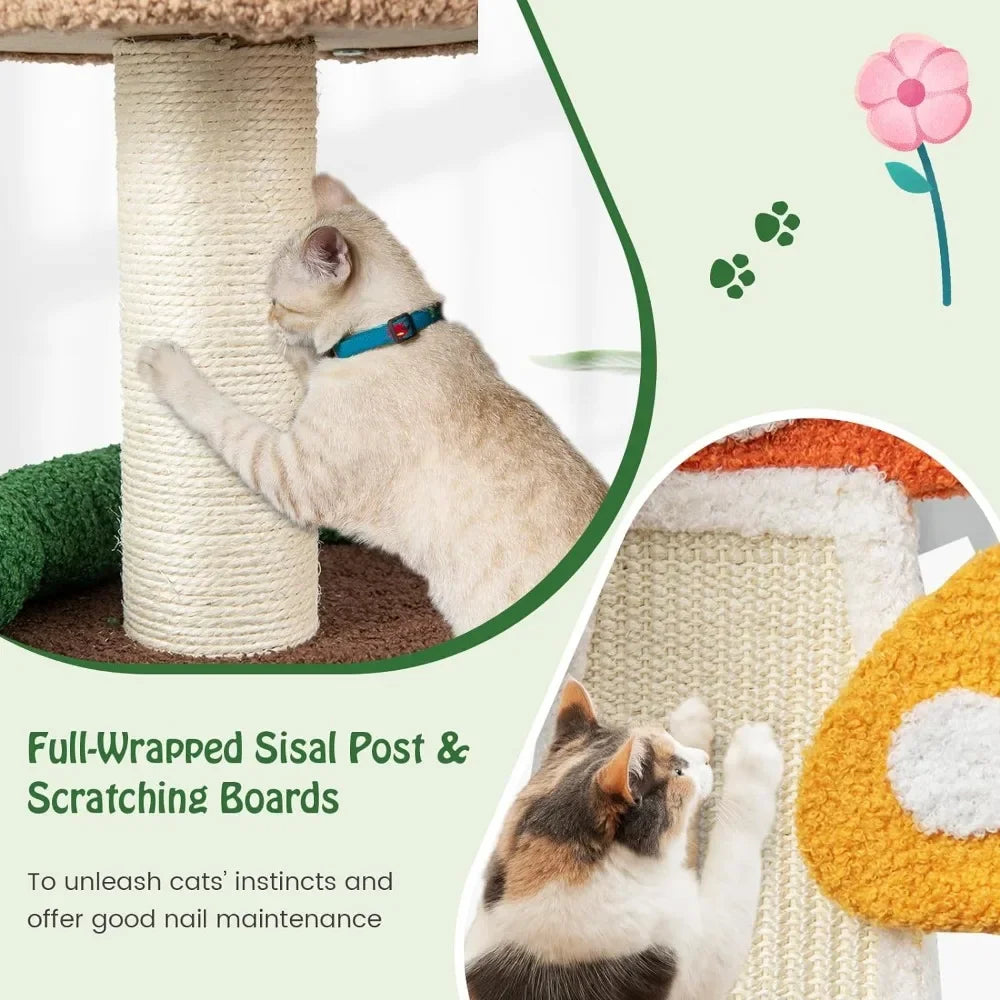 Mushroom Cat Tree Tower (3 Sizes at Zooky-Pets)