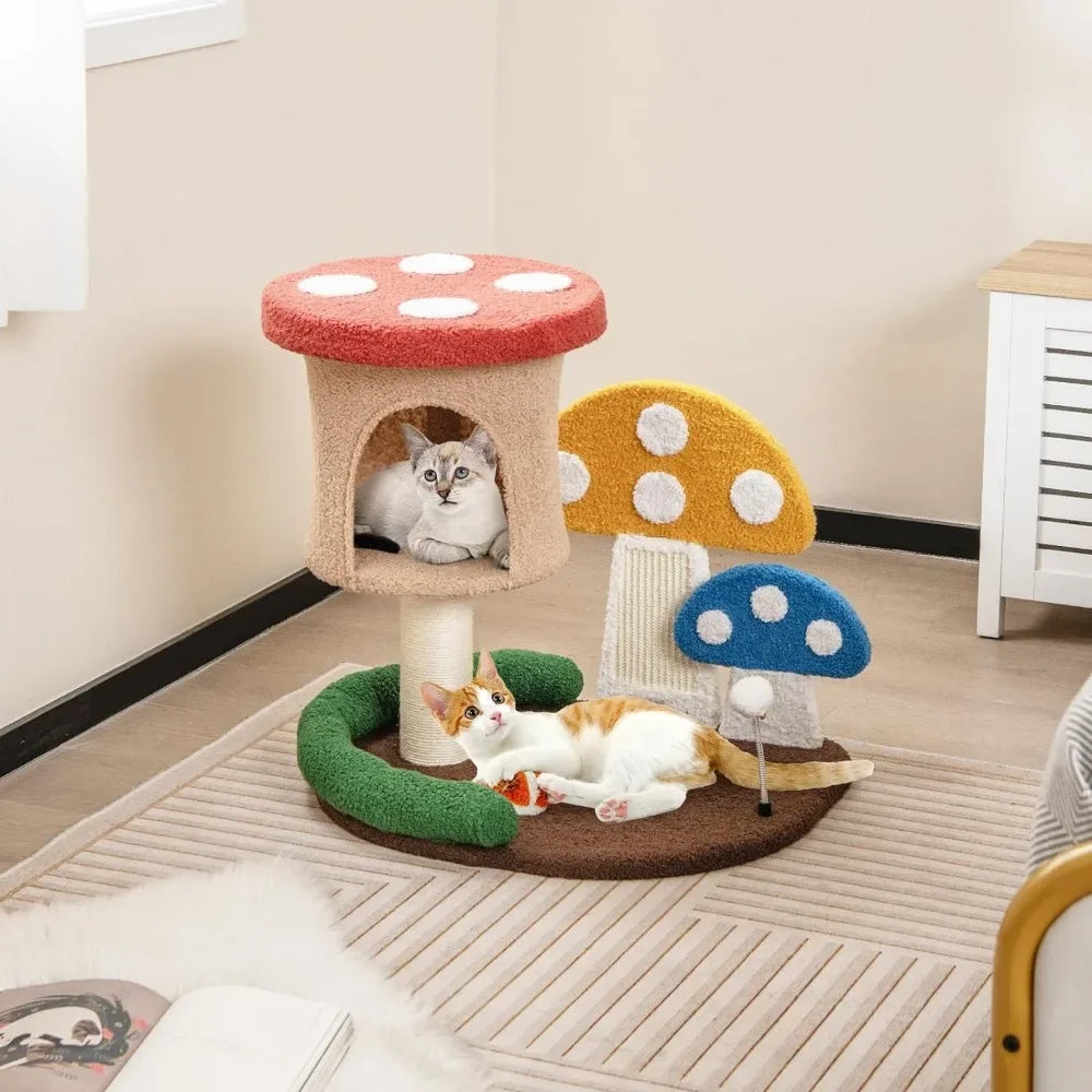 Mushroom Cat Tree Tower (3 Sizes at Zooky-Pets)