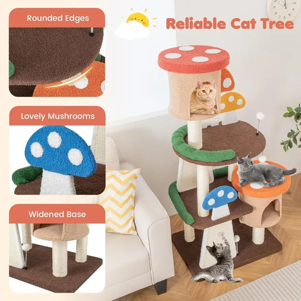 Mushroom Cat Tree Tower (3 Sizes at Zooky-Pets)
