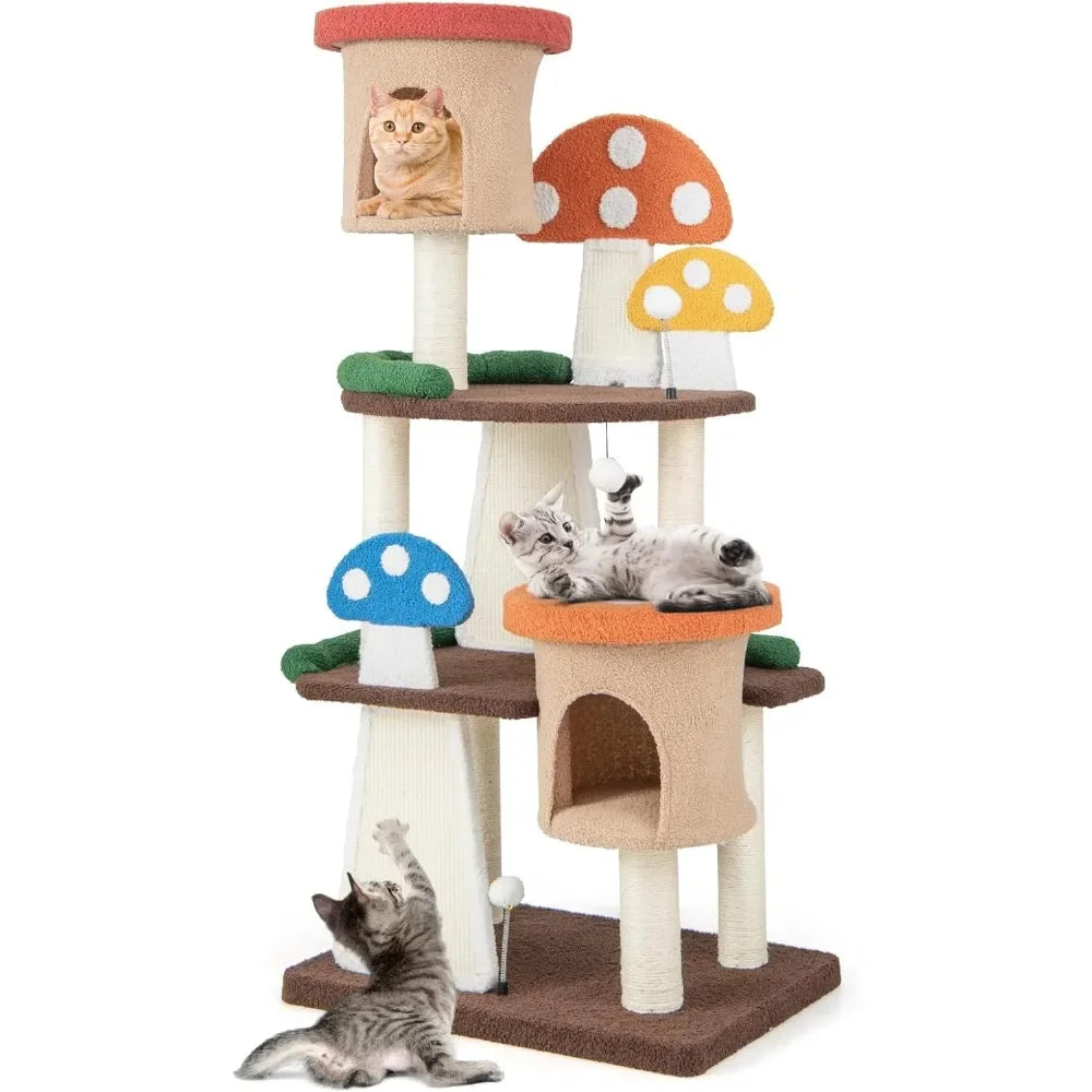 Mushroom Cat Tree Tower (3 Sizes at Zooky-Pets)