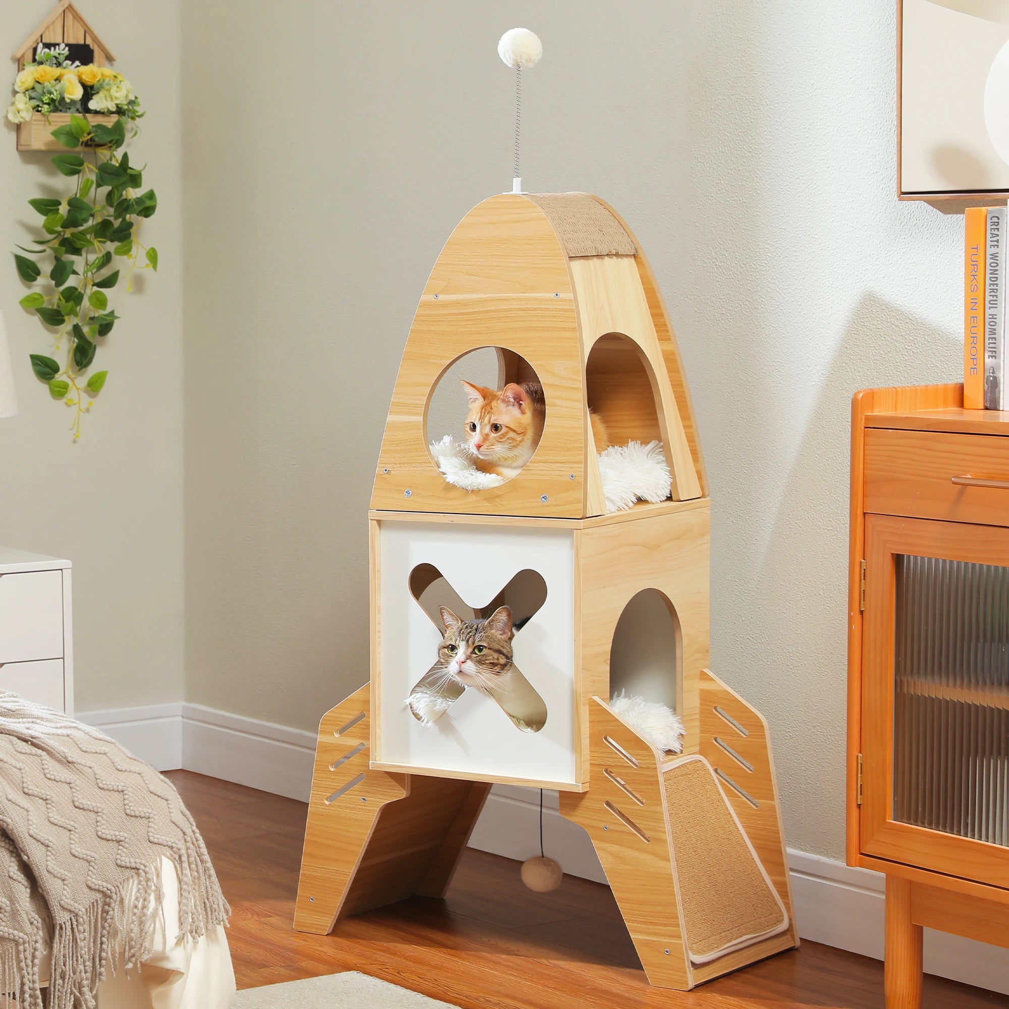 Modern Cat Tree with 2 Cozy Condos