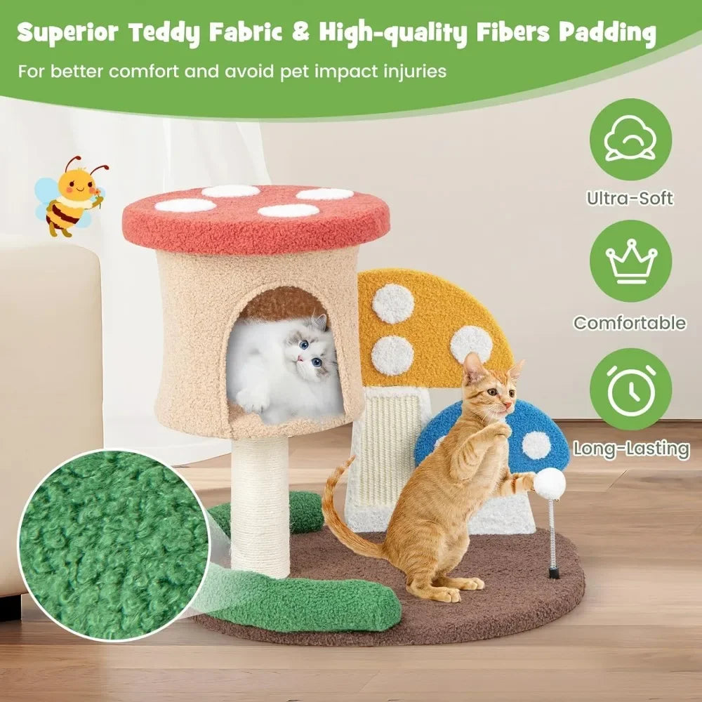 Mushroom Cat Tree Tower (3 Sizes at Zooky-Pets)