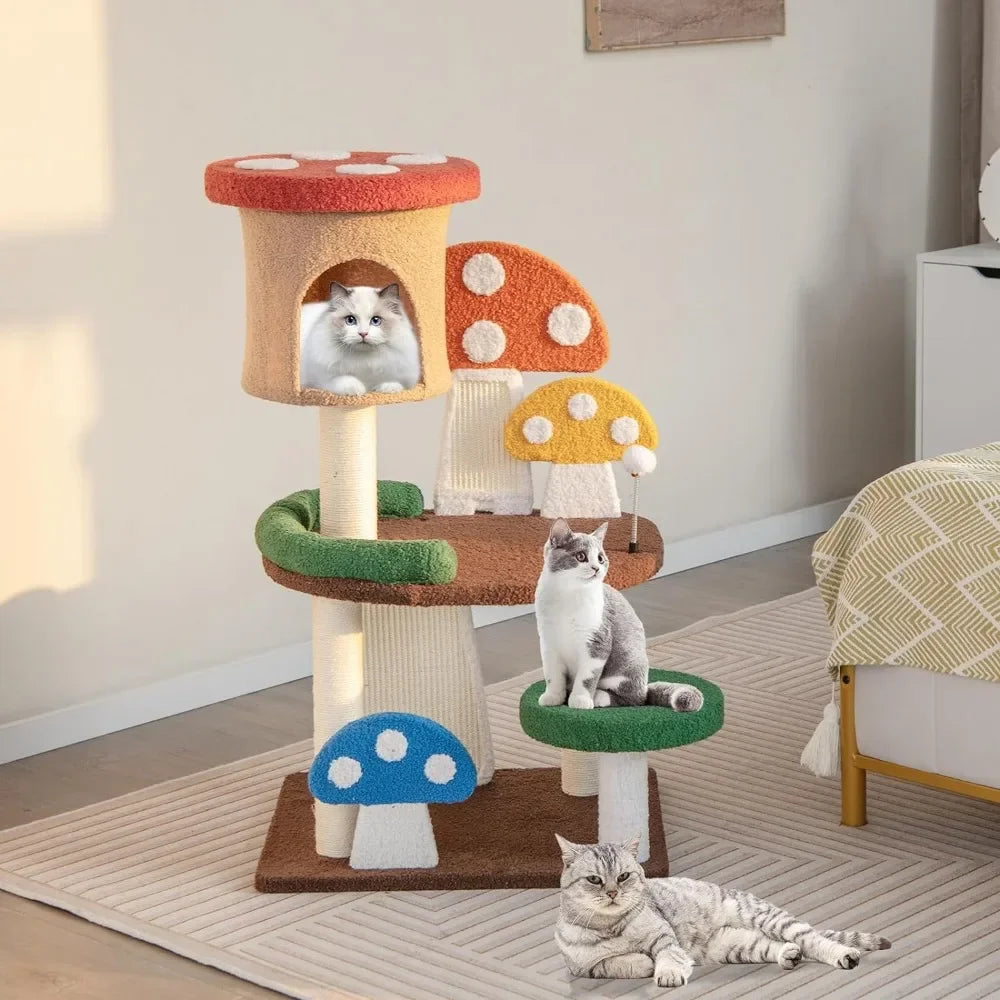 Mushroom Cat Tree Tower (3 Sizes at Zooky-Pets)