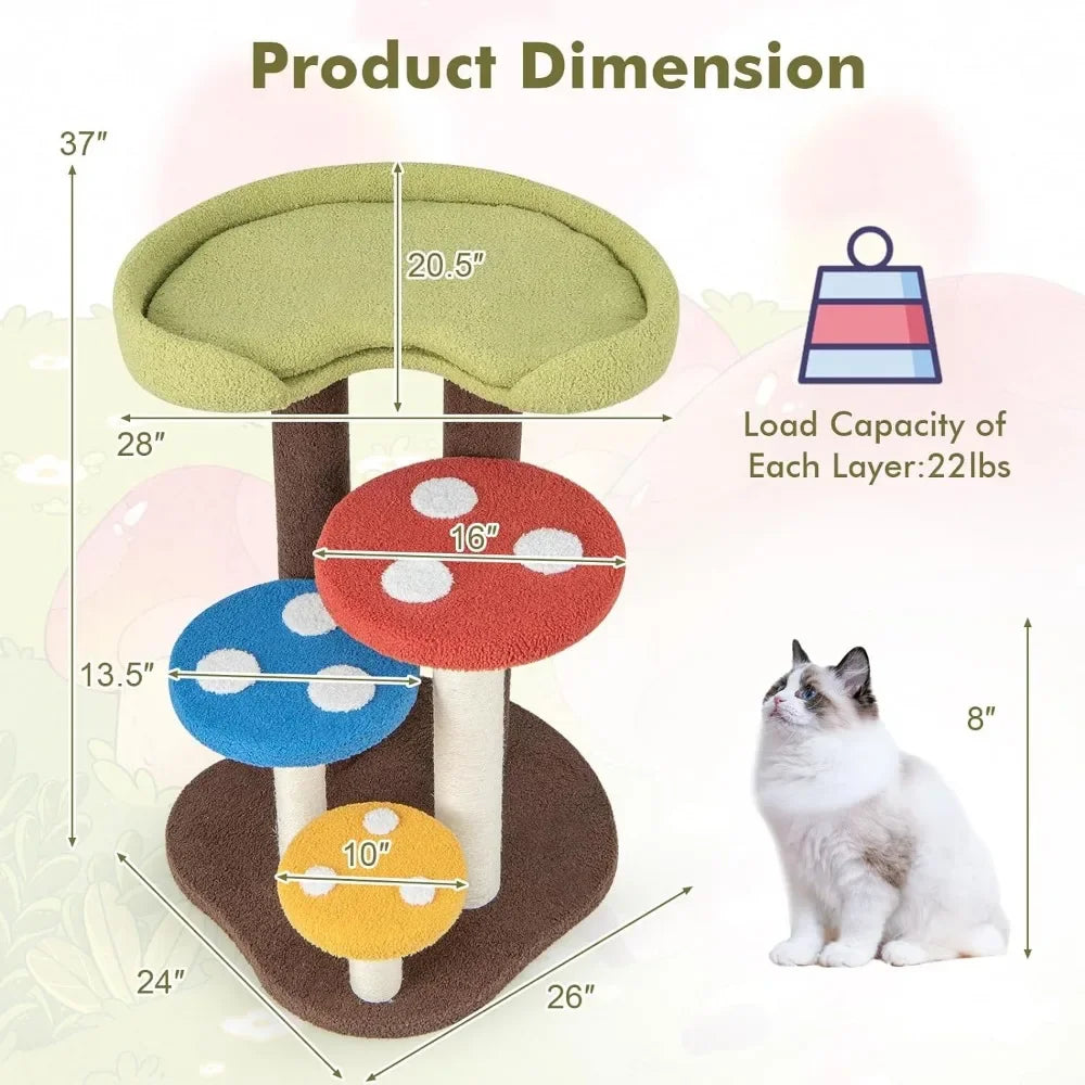 Mushroom Cat Tree Tower (3 Sizes at Zooky-Pets)