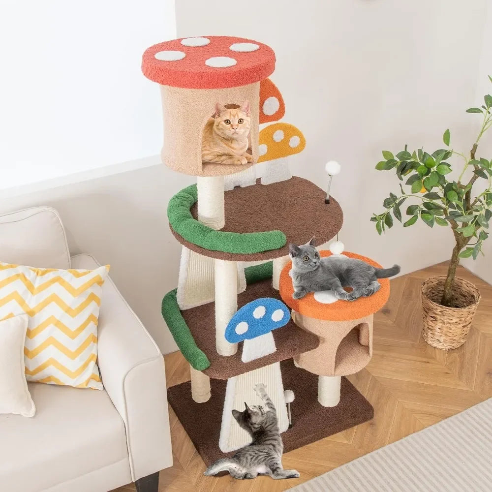Mushroom Cat Tree Tower (3 Sizes at Zooky-Pets)