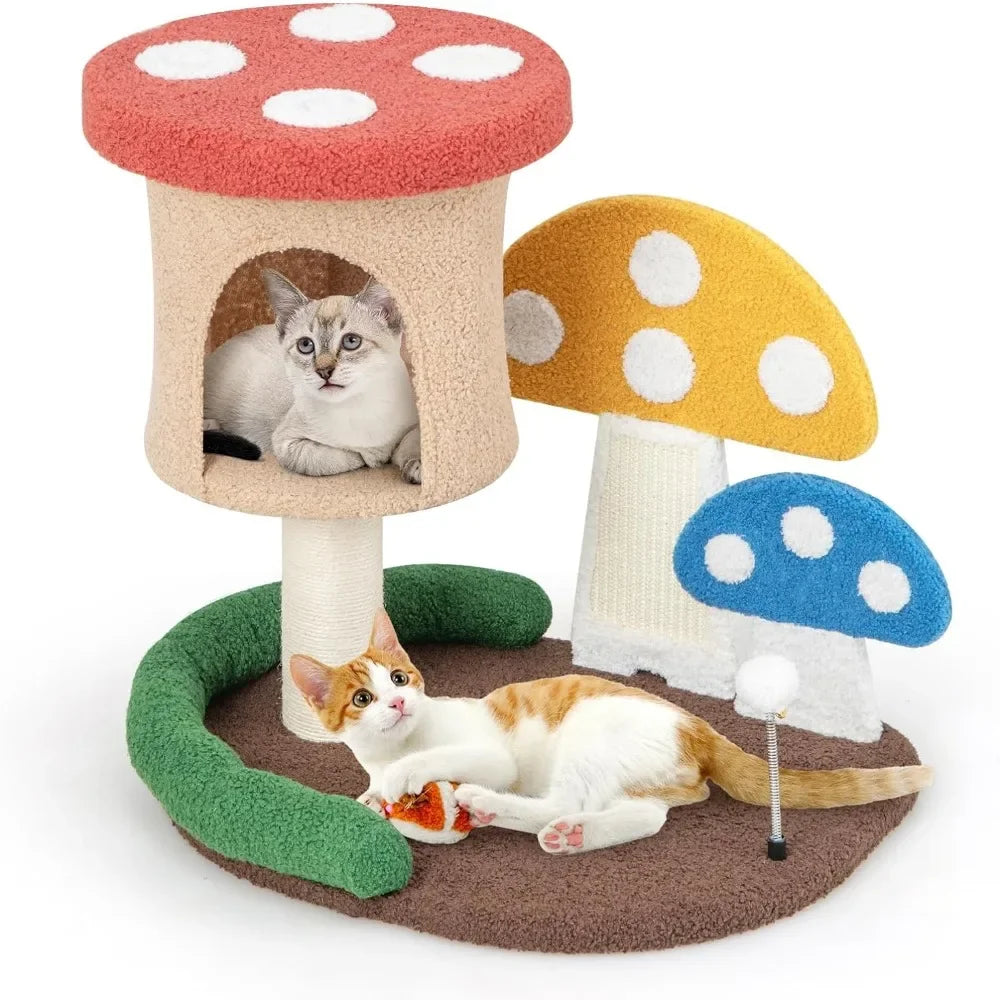 Mushroom Cat Tree Tower (3 Sizes at Zooky-Pets)