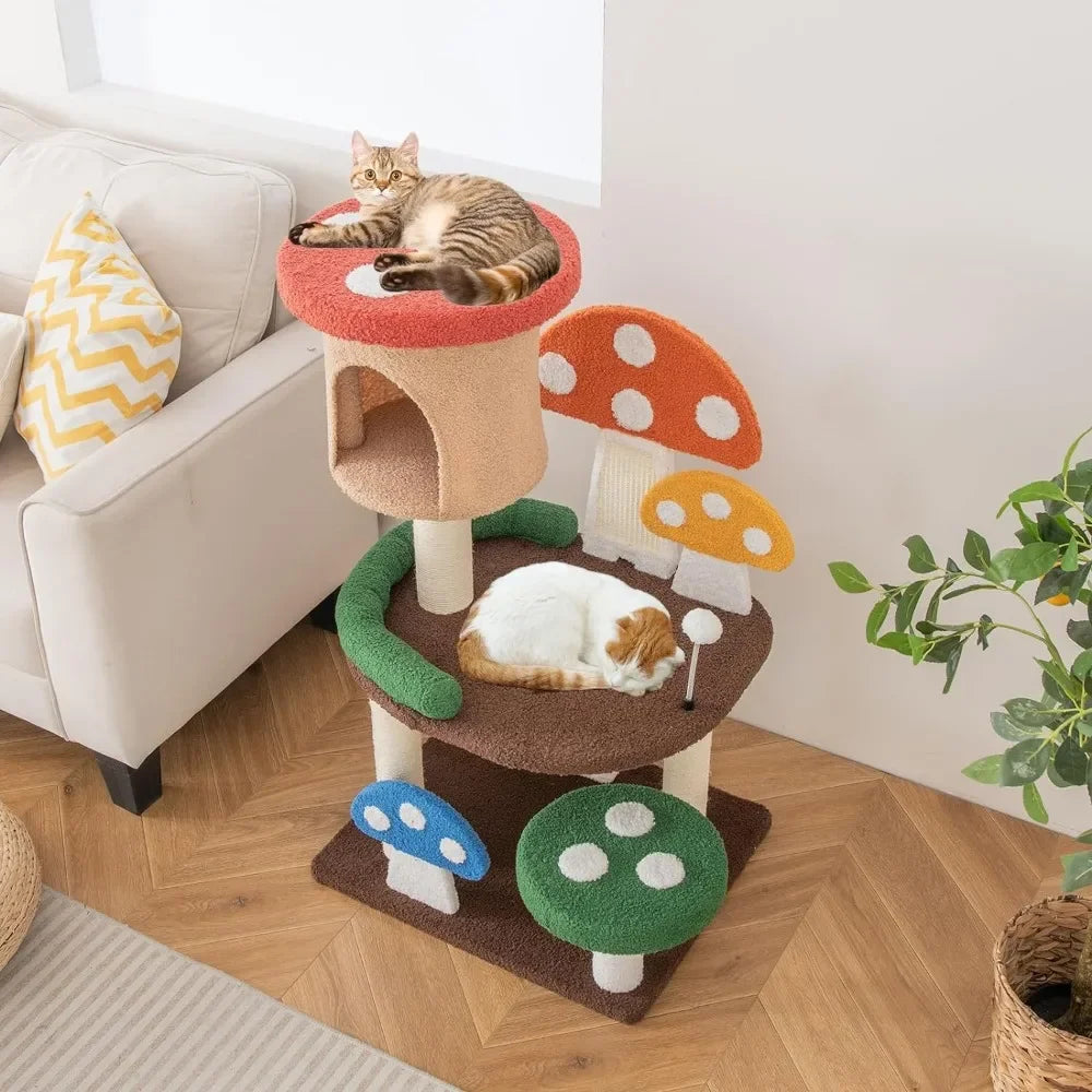 Mushroom Cat Tree Tower (3 Sizes at Zooky-Pets)