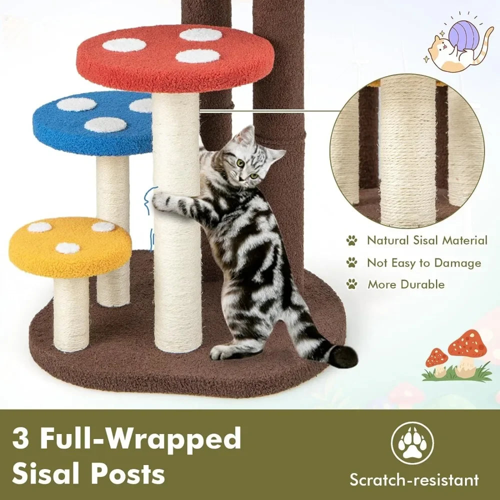 Mushroom Cat Tree Tower (3 Sizes at Zooky-Pets)