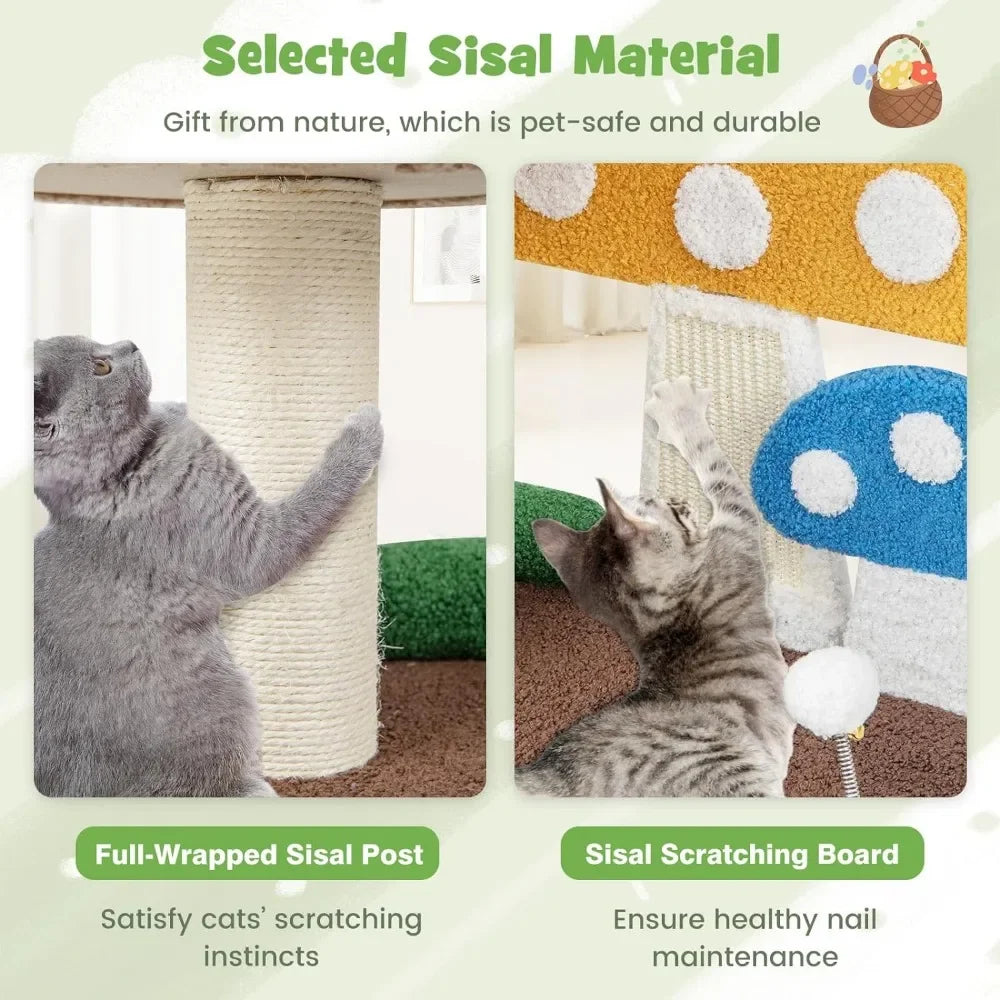 Mushroom Cat Tree Tower (3 Sizes at Zooky-Pets)