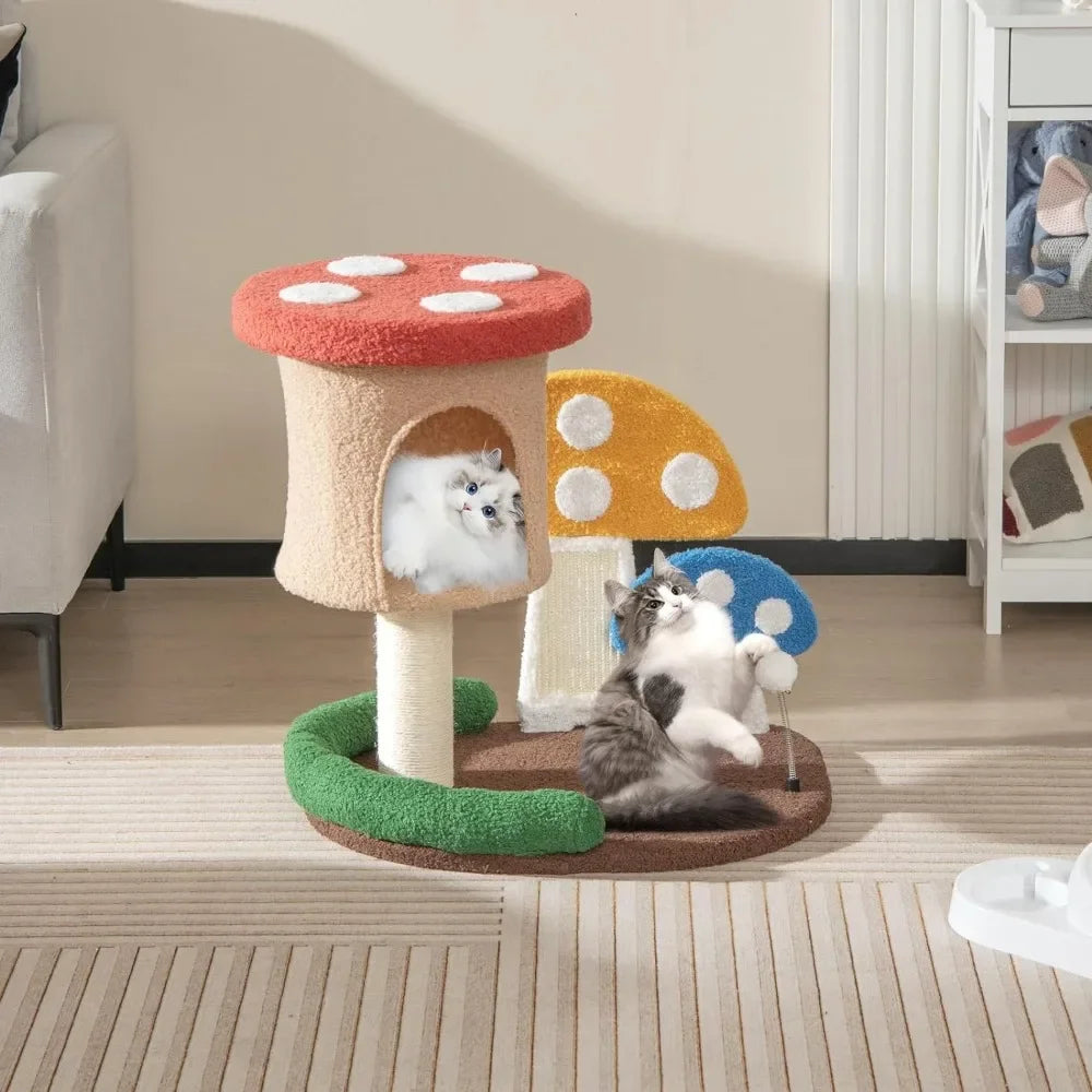 Mushroom Cat Tree Tower (3 Sizes at Zooky-Pets)