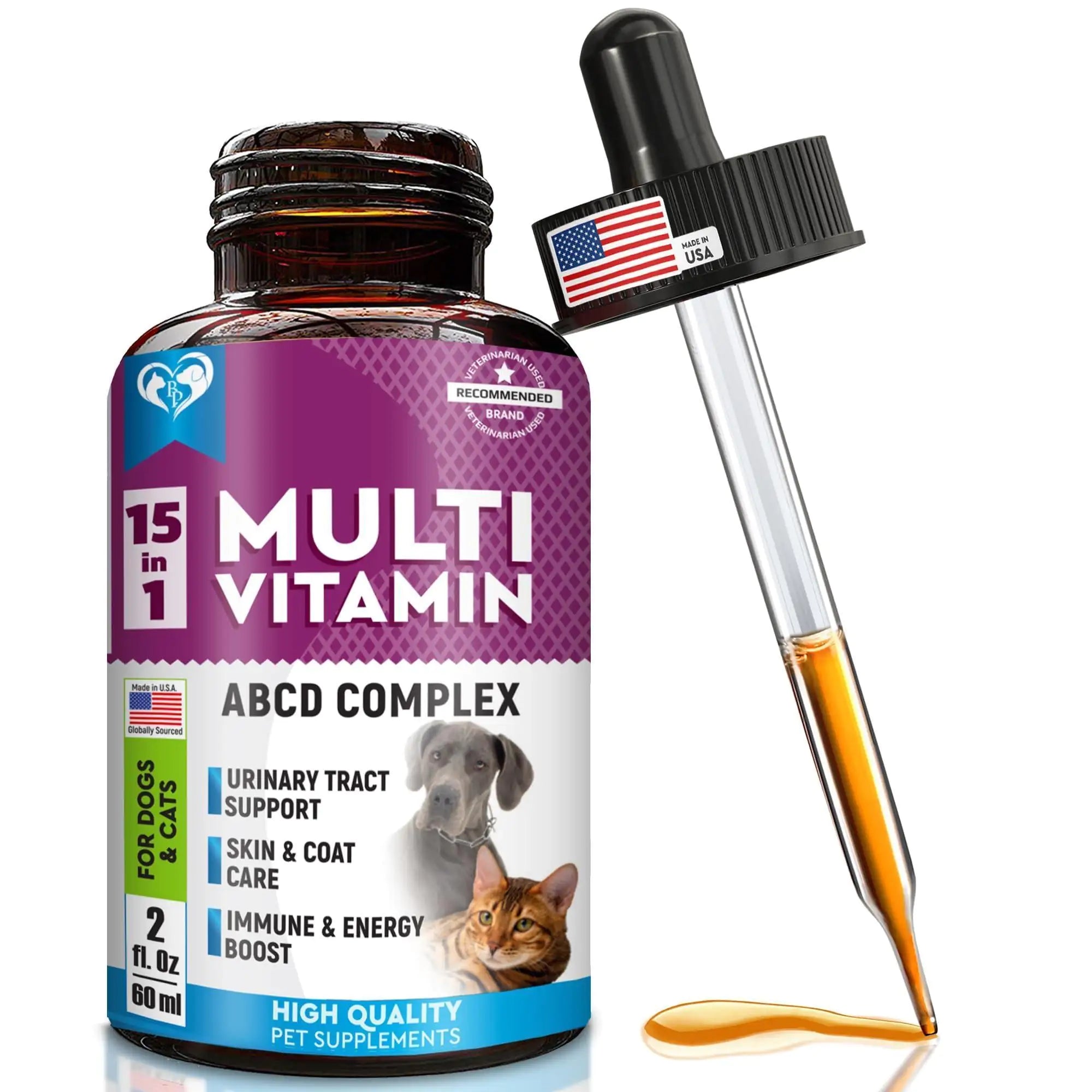 Cat or Dog Liquid Multivitamin with Glucosamine and Cranberry Health Supplements