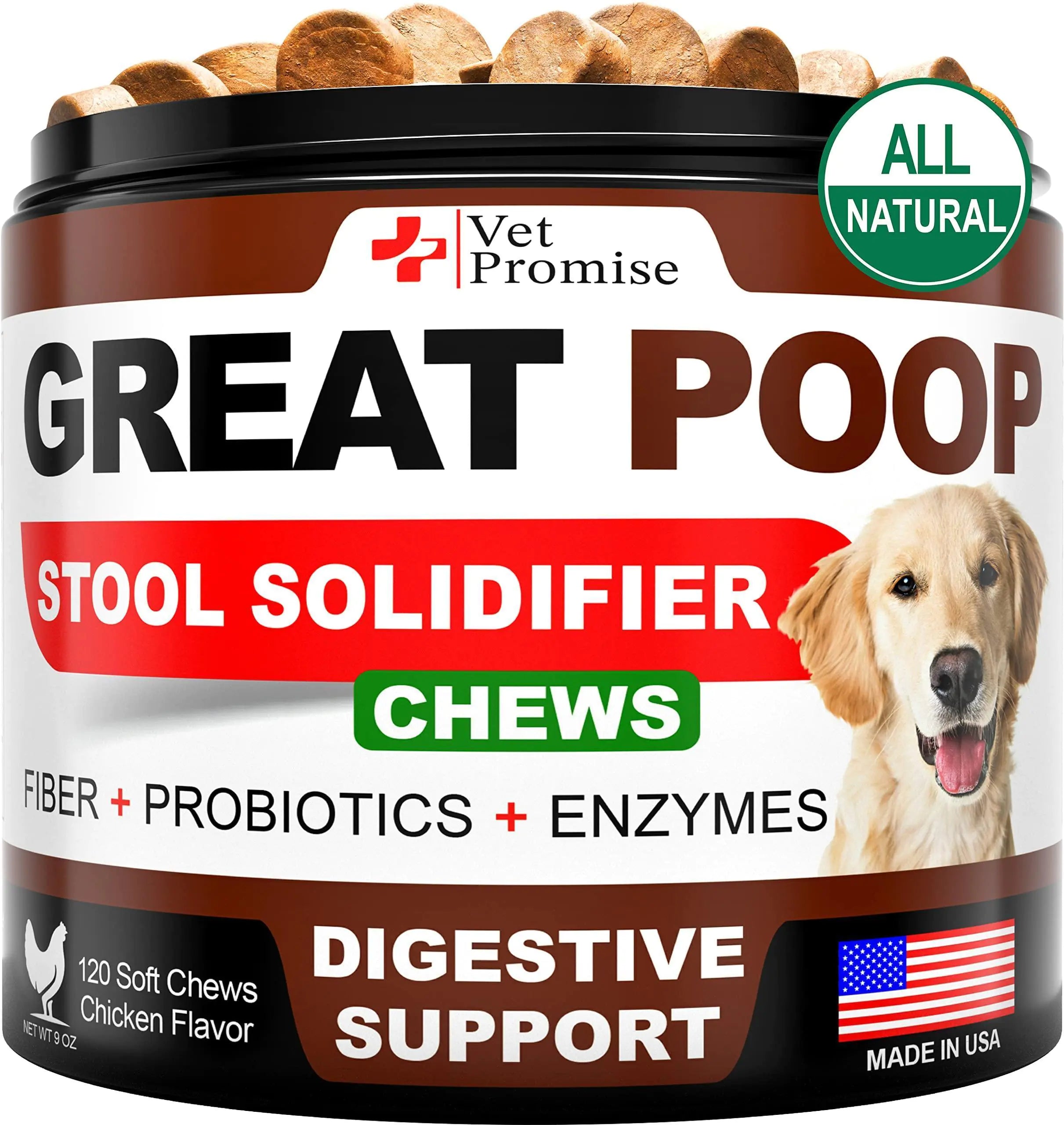 Great Poop Probiotics for Dogs, High in Fiber 120 Chews